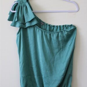 Charlotte Russe Teal One-Shoulder Top